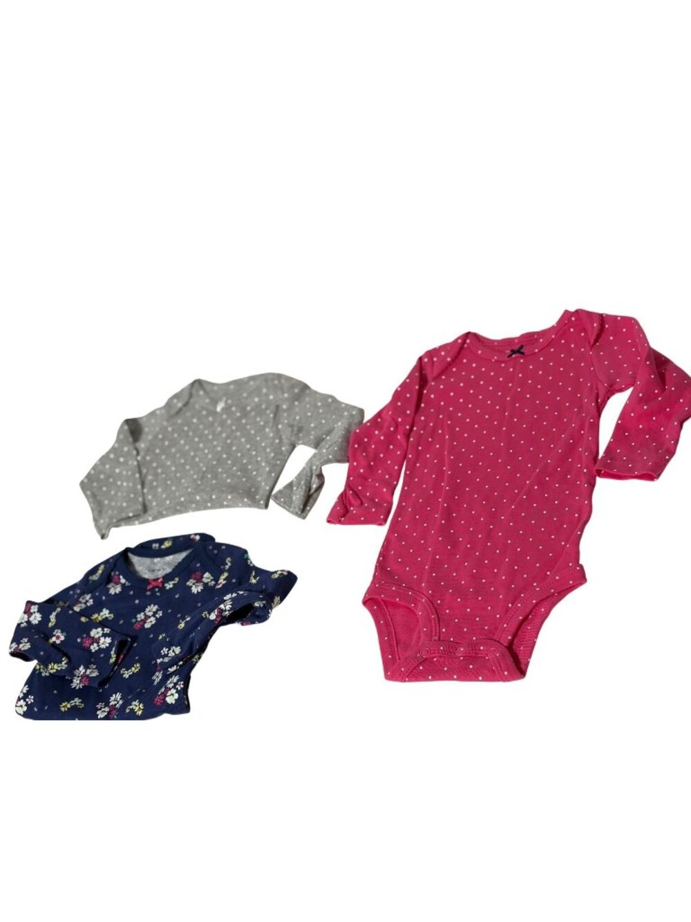 Carters GIrls Infant Baby Size 9 Months Long Sleeve lot of 3 bodysuits pink blue